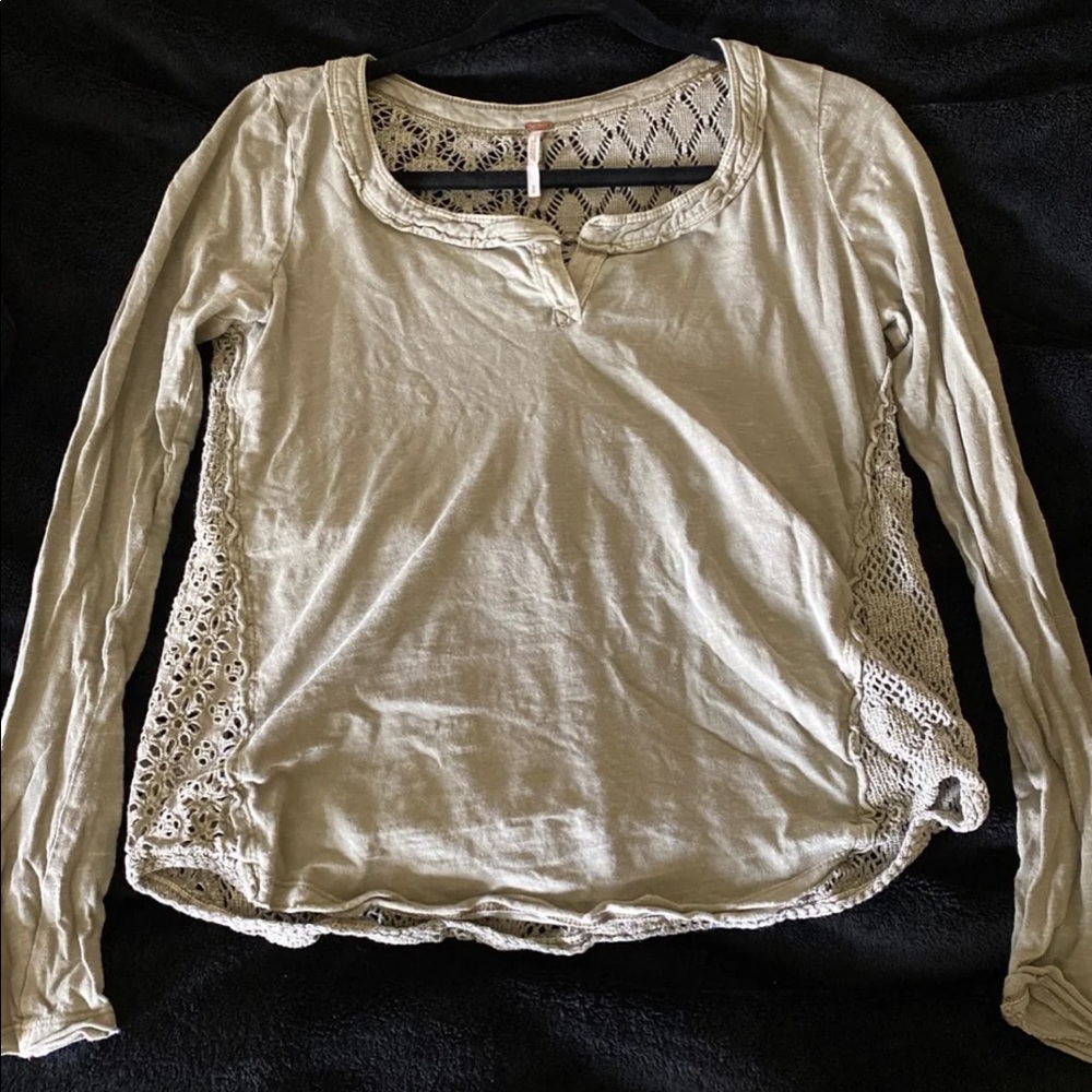 Free people sage green crochet top